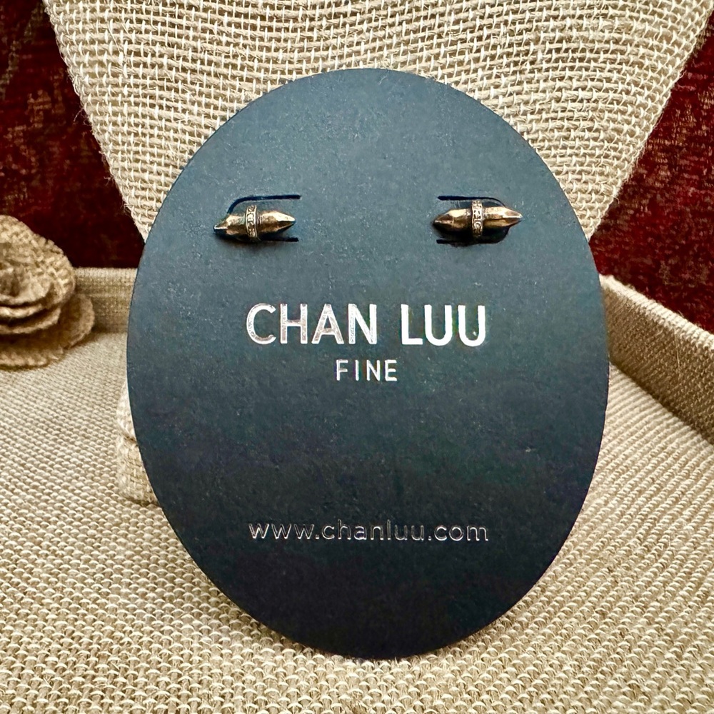 NWT $125 Chan Luu FINE Diamond-Wrapped 18k GP Bullet Pyrite Earrings 💎